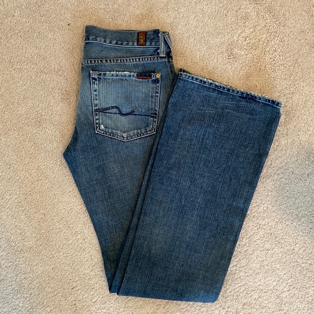 Seven Jeans Size 27 studs on back pockets boot cut dark denim 100% cotton